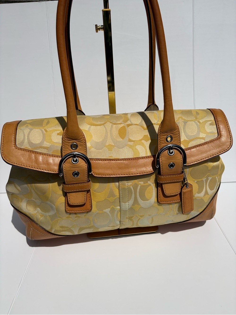 Vintage Coach SoHo Yellow Optic Signature Flap Satchel (Style M04J-6722)